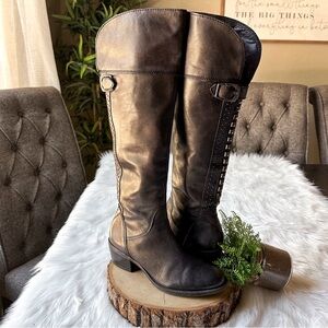 Vince Camuto Bollo Tall Black Leather Studded Riding Boots 8.5
